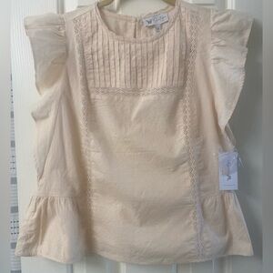 Jessica Simpson Bowie Sleeveless Ruffled Top With Lace Size XS NWT